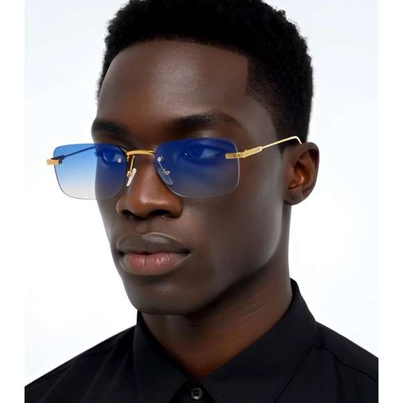 Other - Mens Square Sunglasses Oceanic Blue Lens Aviator Style Fashion Hip Hop Shades